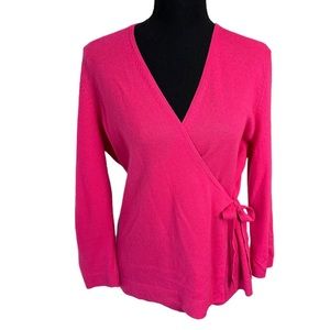 Talbots Barbie pink wrap 100% cashmere long sleeve sweater size L